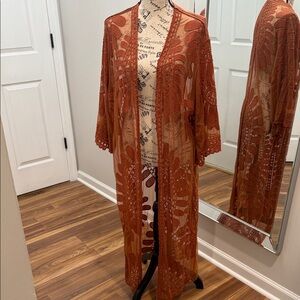 Source Unknown Terracotta Lace Swim Coverup